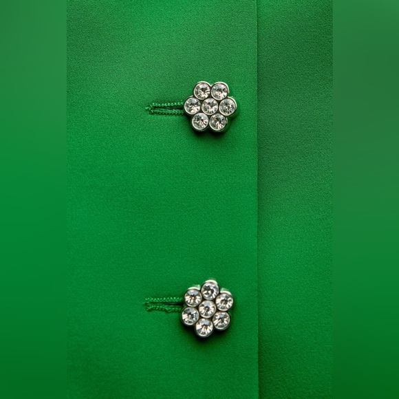 New zara strapless green top with silver jewel detail - Picture 3 of 4